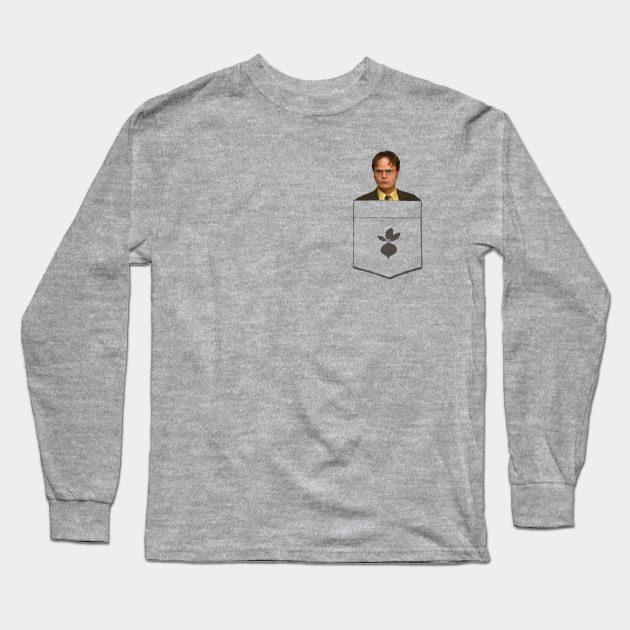 Pocket Schrute - Dwight Schrute In My Pocket Long Sleeve T-Shirt by Bigfinz